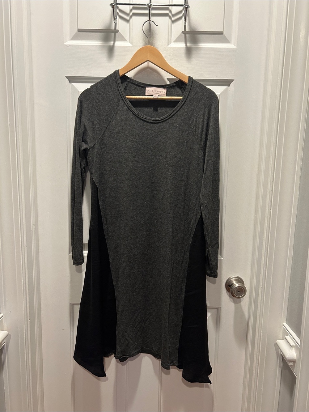Philosophy Charcoal and Black Long-Sleeve Swing Dress